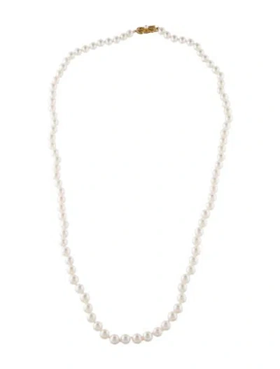 Pre-owned Mikimoto 18k Pearl Bead Strand Necklace, 24.75" In Multi