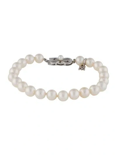 Pre-owned Mikimoto 18k Pearl Bracelet, 6.5" In Multi