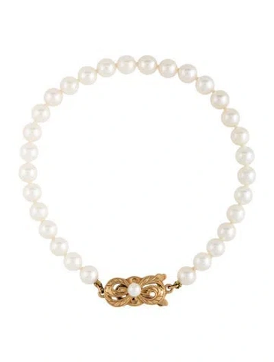 Pre-owned Mikimoto 18k Pearl Bracelet, 7" In Multicolor