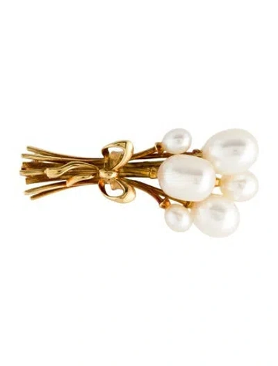 Pre-owned Mikimoto 18k Pearl Brooch In Multi