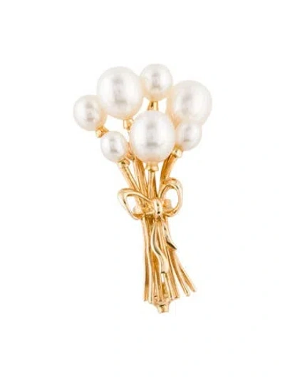 Pre-owned Mikimoto 18k Pearl Brooch Pin In Multi