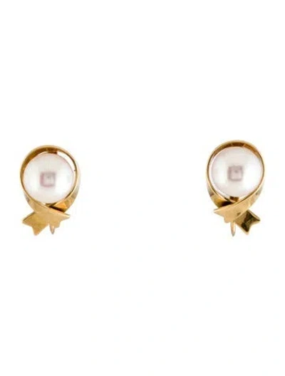Pre-owned Mikimoto 18k Pearl Clip-on Earrings In Multi