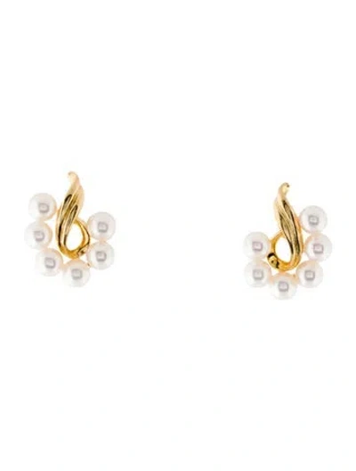 Pre-owned Mikimoto 18k Pearl Cluster Earrings In Multi