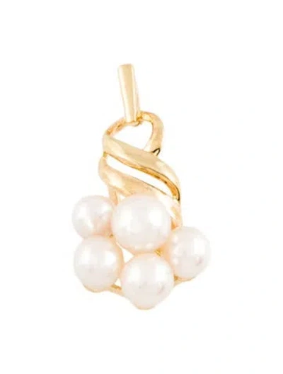 Pre-owned Mikimoto 18k Pearl Cluster Pendant In Multi