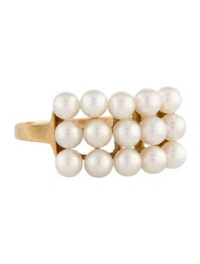 Pre-owned Mikimoto 18k Pearl Cocktail Ring In Multicolor