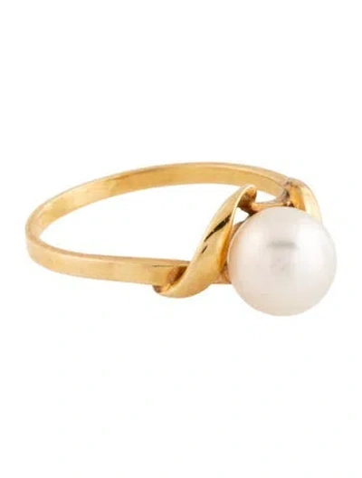 Pre-owned Mikimoto 18k Pearl Cocktail Ring In White