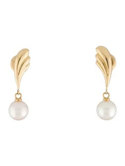 Pre-owned Mikimoto 18k Pearl Drop Earrings In Multi