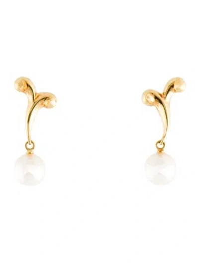 Pre-owned Mikimoto 18k Pearl Drop Earrings In Multi