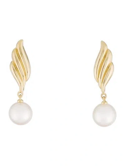 Pre-owned Mikimoto 18k Pearl Drop Earrings In Multi