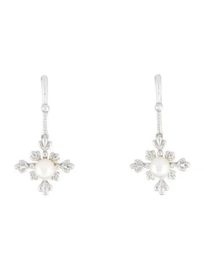 Pre-owned Mikimoto 18k Pearl Drop Earrings In Multi