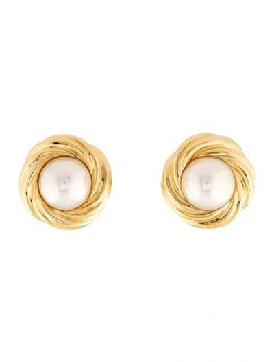 Pre-owned Mikimoto 18k Pearl Earclip Earrings In Multi