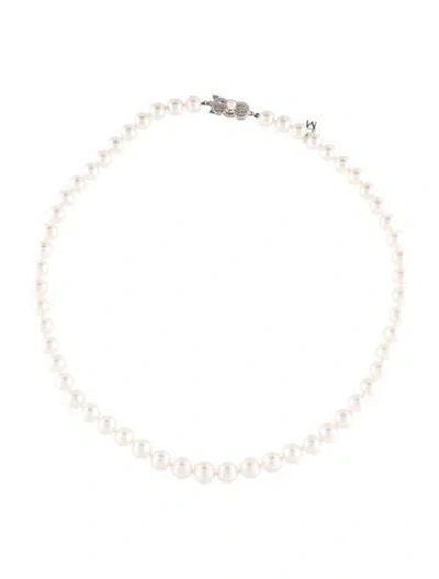 Pre-owned Mikimoto 18k Pearl Graduated Bead Strand Necklace, 18" In Multi