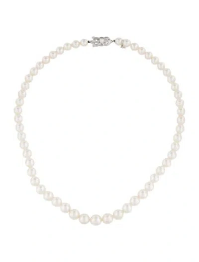 Pre-owned Mikimoto 18k Pearl Graduated Bead Strand Necklace In Multicolor