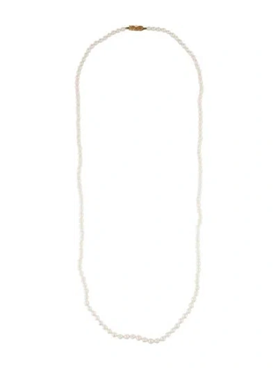 Pre-owned Mikimoto 18k Pearl Long Bead Strand Necklace, 31.75" In Multicolor