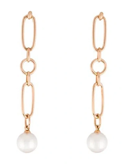 Pre-owned Mikimoto 18k Pearl M Code Drop Earrings In Multi
