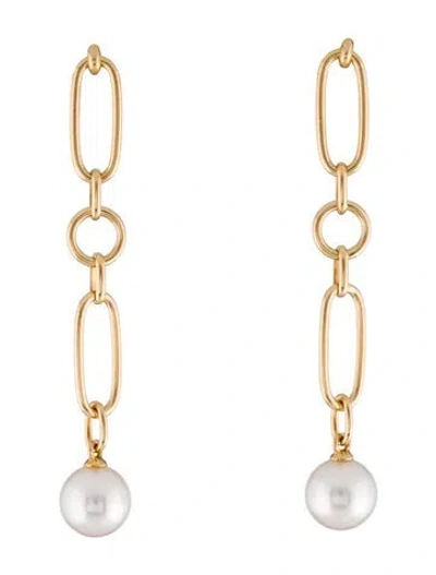 Pre-owned Mikimoto 18k Pearl M Code Drop Earrings In Multi