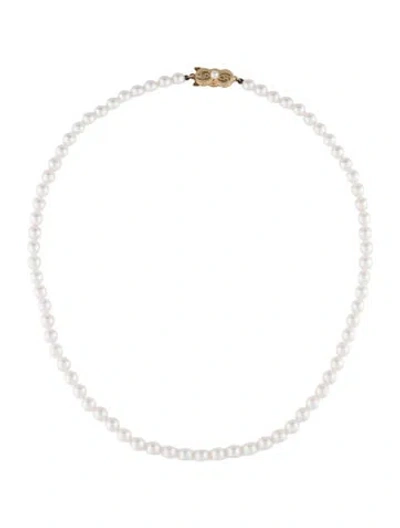 Pre-owned Mikimoto 18k Pearl Necklace, 18" In Multicolor