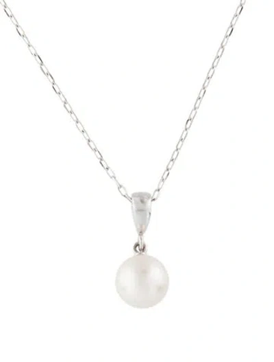 Pre-owned Mikimoto 18k Pearl Pendant Necklace, 16" In Multi