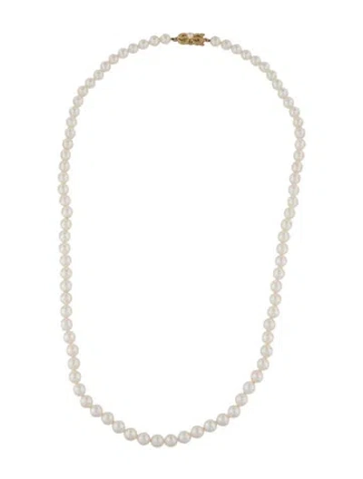 Pre-owned Mikimoto 18k Pearl Stand Necklace, 24" In Multicolor