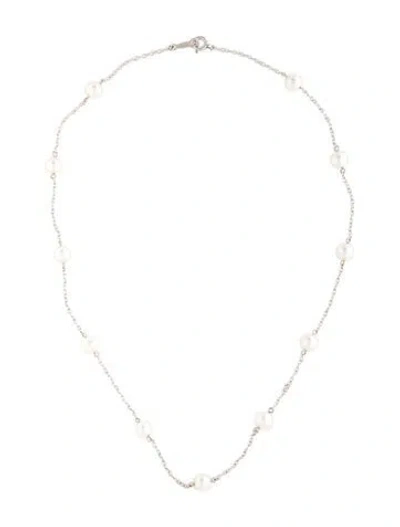 Pre-owned Mikimoto 18k Pearl Station Necklace, 15.75" In Multicolor