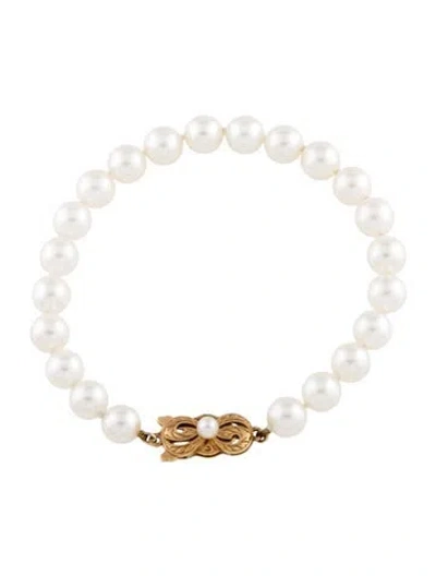Pre-owned Mikimoto 18k Pearl Strand Bracelet, 6.75" In Multicolor