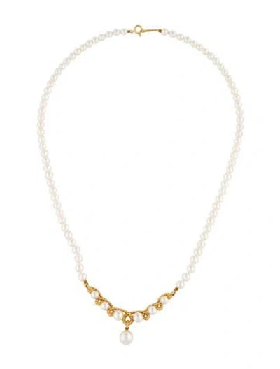 Pre-owned Mikimoto 18k Pearl Strand Collar Necklace, 16" In Multi