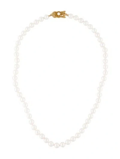 Pre-owned Mikimoto 18k Pearl Strand Necklace, 16" In Multi