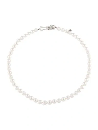 Pre-owned Mikimoto 18k Pearl Strand Necklace, 16" In Multicolor