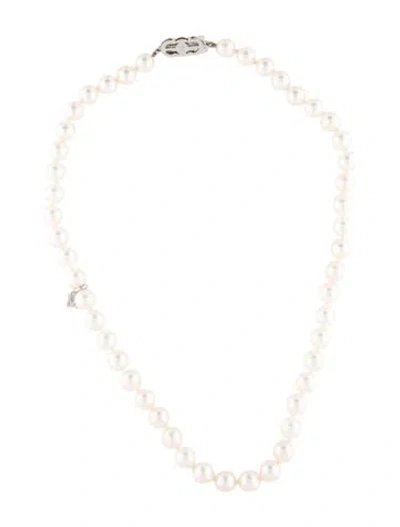 Pre-owned Mikimoto 18k Pearl Strand Necklace, 16.5" In Multi