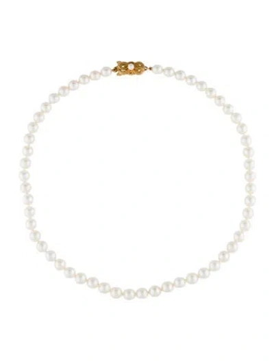 Pre-owned Mikimoto 18k Pearl Strand Necklace, 16.5" In Multi