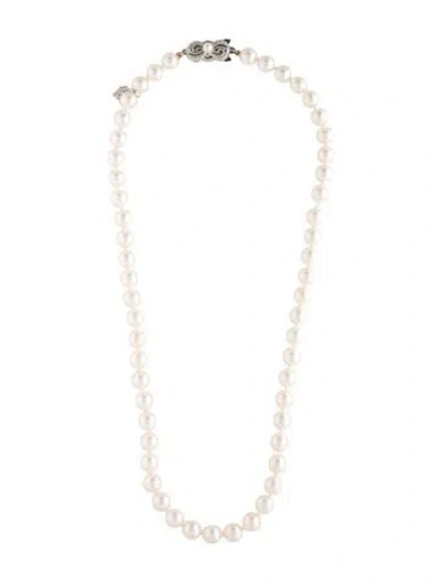 Pre-owned Mikimoto 18k Pearl Strand Necklace, 17" In Multi