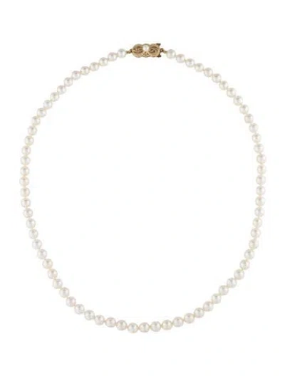 Pre-owned Mikimoto 18k Pearl Strand Necklace, 18" In Multicolor