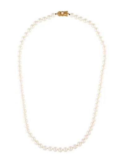 Pre-owned Mikimoto 18k Pearl Strand Necklace, 22.5" In Multi