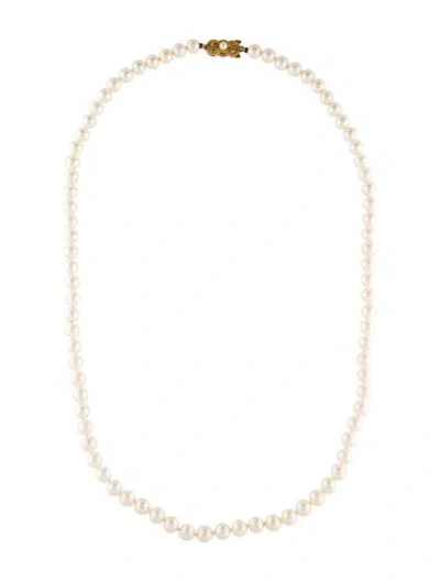 Pre-owned Mikimoto 18k Pearl Strand Necklace, 23.5" In Multi
