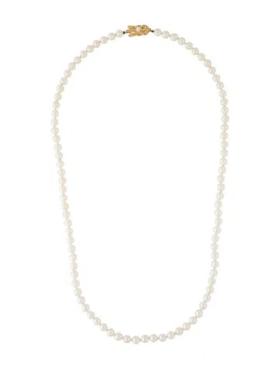 Pre-owned Mikimoto 18k Pearl Strand Necklace, 24" In Multi