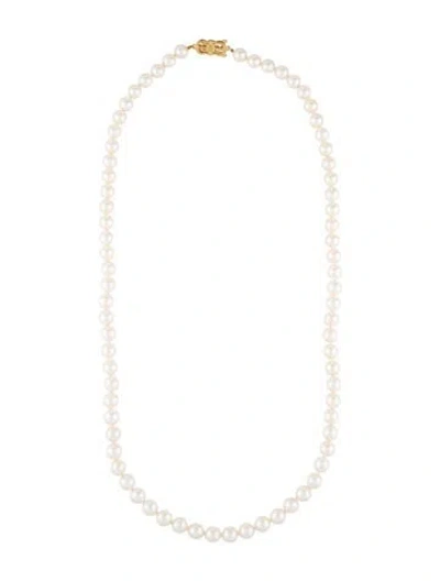 Pre-owned Mikimoto 18k Pearl Strand Necklace, 24" In Multicolor
