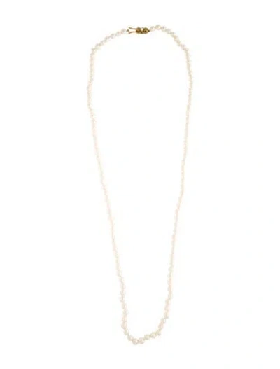 Pre-owned Mikimoto 18k Pearl Strand Necklace, 34.25" In Multicolor