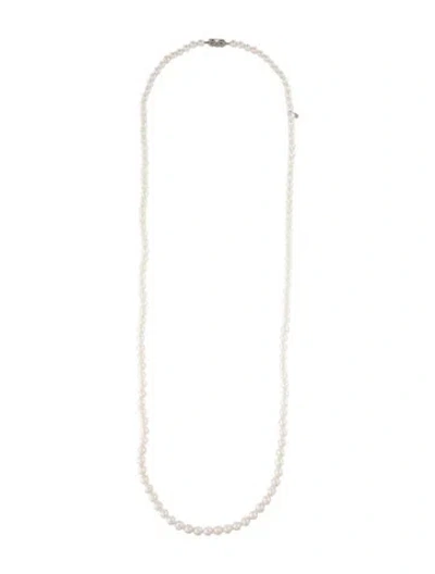 Pre-owned Mikimoto 18k Pearl Strand Necklace, 38" In Multi