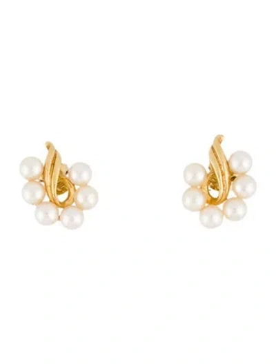 Pre-owned Mikimoto 18k Pearl Stud Earrings In Multi