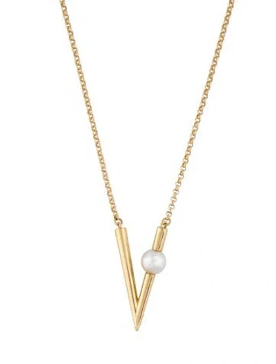 Pre-owned Mikimoto 18k Pearl 'v Code' Station Necklace, 27.5" In Multi