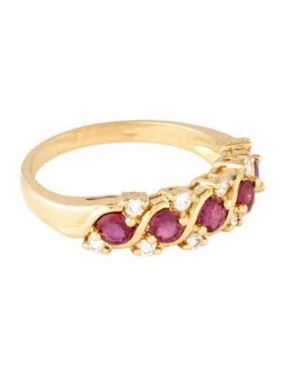 Pre-owned Mikimoto 18k Ruby & Diamond Band In Multicolor