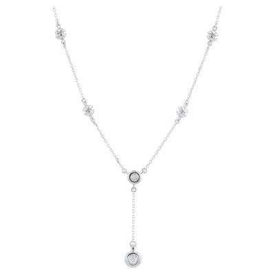 Pre-owned Mikimoto 18k Wg  .11 Ctw Diamond Lariat Necklace In Multiple