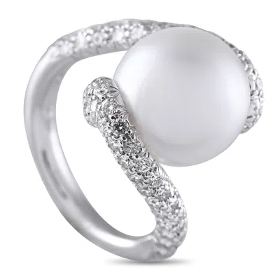 Mikimoto 18k White Gold 1.0ct Diamond And Pearl Ring Mk06-051325