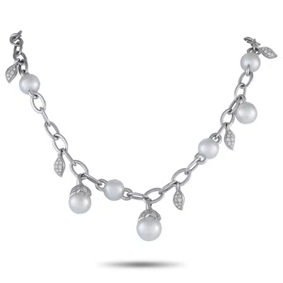 Mikimoto 18k White Gold 2.35ct Diamond And Pearl Necklace Mk02-051325