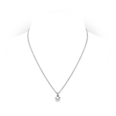 Mikimoto 18k White Gold 8mm Cultured Akoya Pearl & Diamond Twist Pendant Necklace
