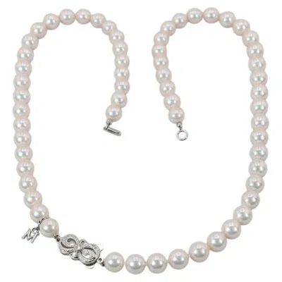 Pre-owned Mikimoto 18k White Gold Akoya Cultured Pearl Strand Necklace