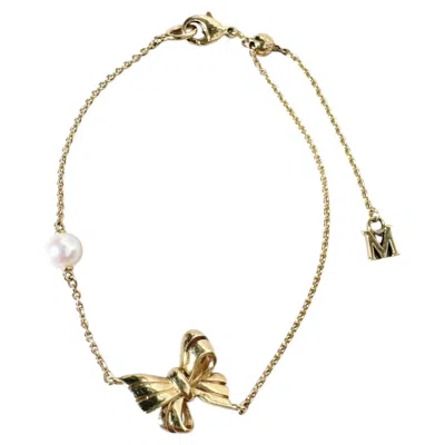 Pre-owned Mikimoto 18k Yellow Gold Akoya Pearl Bow Bracelet