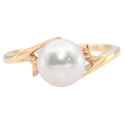 Pre-owned Mikimoto 18k Yellow Gold Cultured Pearl Ring