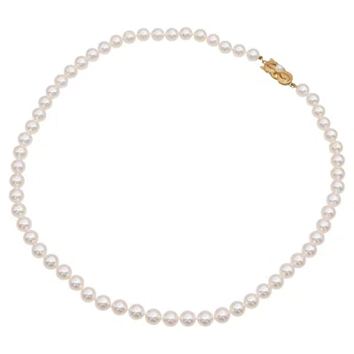 Pre-owned Mikimoto 18k Yellow Gold Pearl Beaded Strand Necklace