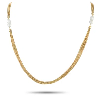 Mikimoto 18k Yellow Gold Pearl Necklace Mi01-090825